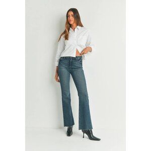 Just Black Dark Blue High-Rise Flare Jeans